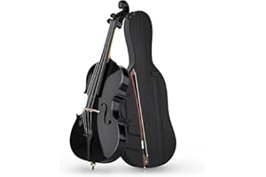 Doredo Cello 4/4 Kit, Acoustic Cello for Adults,Students,Beginners,Complete Full Size Cello Instrument Set with Portable Bag, Bow, Rosin, Black