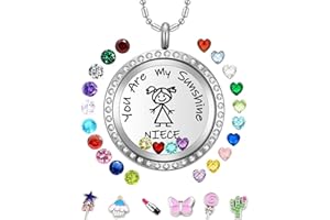 AZNECK Floating Living Memory Locket Necklace Inspirational Charms Pendant Family Tree of Life Personalized Birthday Gifts for Her