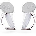 APEXINNO Controller Grips Battery Cover with Adjustable Straps for Meta Quest 3/3S Accessories,White Anti-Slip VR Battery Cover Replacement for Oculus Quest 3/3S,Not Fit Official Charging Dock