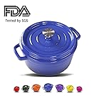 Enameled Cast Iron Dutch Oven With 360 Degree Water-Cycling System, Dual Handles (5.8 Qt, Jazz Blue)