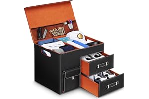 YOREPEK Premium Golf Trunk Organizer, Golf Gifts for Men Golfers, Large Capacity Car Storage Box with 2 Drawers for Shoes, Waterproof Car Trunk Locker for Balls, Tees, Clothes, Gloves, Accessories