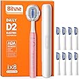 Bitvae Ultrasonic Electric Toothbrush - Rechargeable Sonic Electric Toothbrush for Adults and Kids, Power Toothbrush with Holder, 8 Brush Heads, Smart Timer, Fast Charge, Pink D2