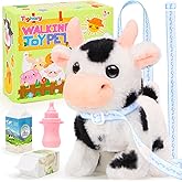 Tagitary Plush Toys Interactive Toys Cow for Kids,Walking Pet Toys Can Make Sounds,Wag Tail and Nod Head, Realistic Stuffed Cattle Toys Birthday Gift for Kids Toddlers