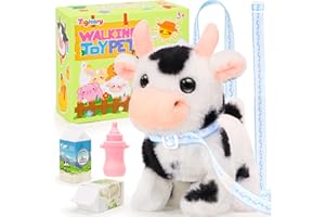 Tagitary Plush Toys Interactive Toys Cow for Kids,Walking Pet Toys Can Make Sounds,Wag Tail and Nod Head, Realistic Stuffed C