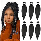 Pre-stretched Braiding Hair 14 Inch 6Packs Black Braiding Hair Synthetic Kanekalon Braiding Hair Pre Stretched Soft Yaki Text
