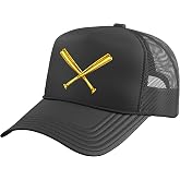 Baseball Player - Trophy Game Coach Bat Baseball Player Trucker Hat with Adjustable Mesh Back