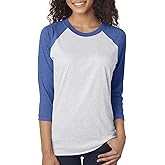 Next Level Tri-Blend 3/4 Raglan Tee, Vintage Royal/Heather White, Small