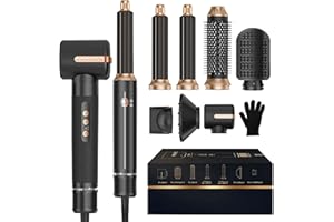 OKWRAP 7 in ONE Hair Dryer Brush, Powerful Blow Dryer Brush with Air Curler for Hair, Brush Blow Dryer with Diffuser, Ionic Hot Air Brush Fast Dry, Volumize, Curls, Straight, Hair Styling Tools 100-120V