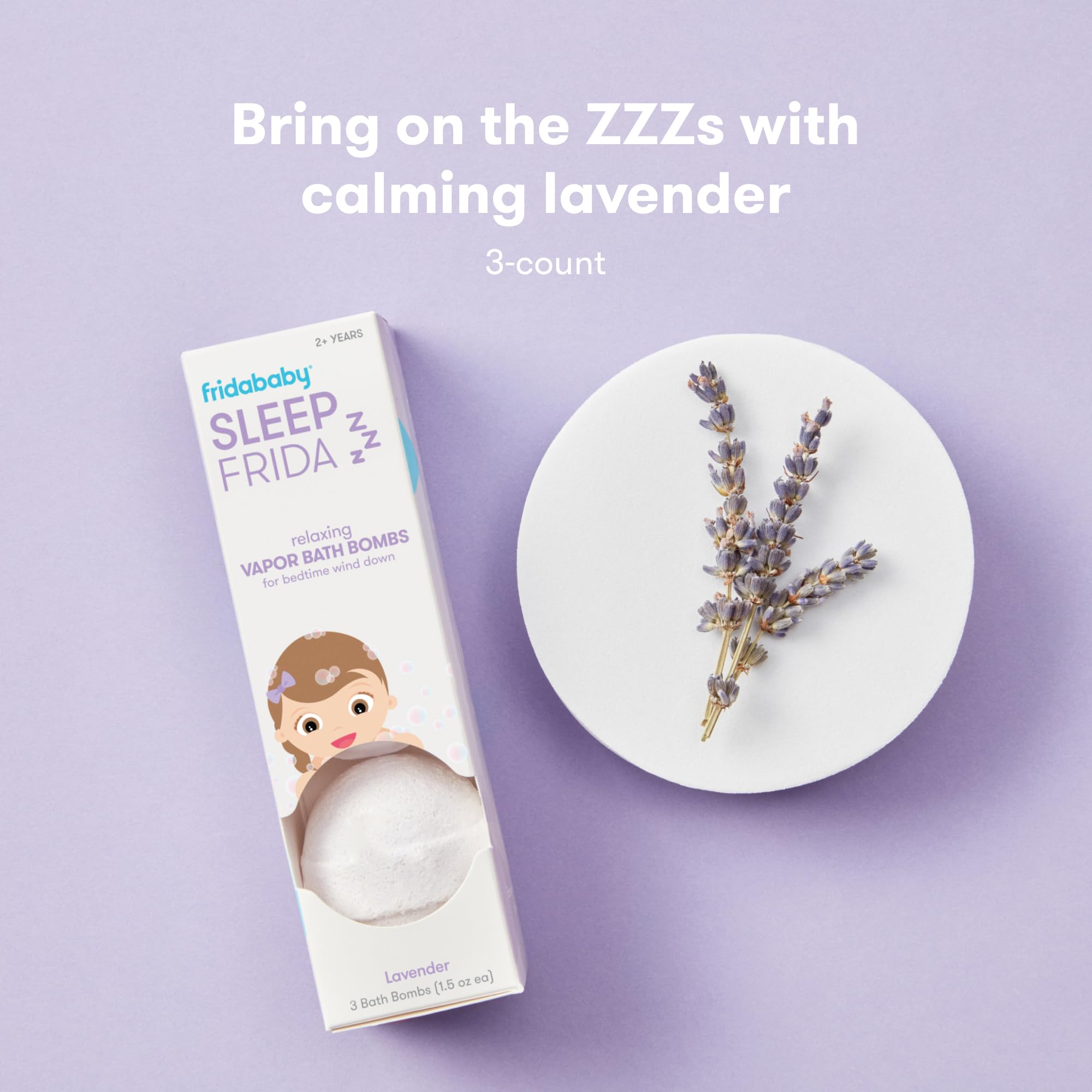 Frida Baby Natural Sleep Bath Bombs, Lavender Essential Oil Bath Bombs for Bedtime, Relaxing & Calming Shower Bombs with Aromatherapy Oil for Better Sleep