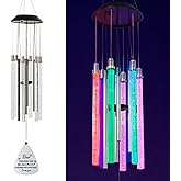 Dosevita Solar Wind Chimes for Outside, 6 LED Color Changing Tubes - Unique Outdoor Garden Decor, Colorful Patio Ambient Light, for Her/Him, White Elephant Gifts for Adults