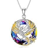 POTOPYY Phoenix Necklace 925 Sterling Silver Crystal Necklace Pendant Phoenix Rising Jewelry Christmas Gifts for Women