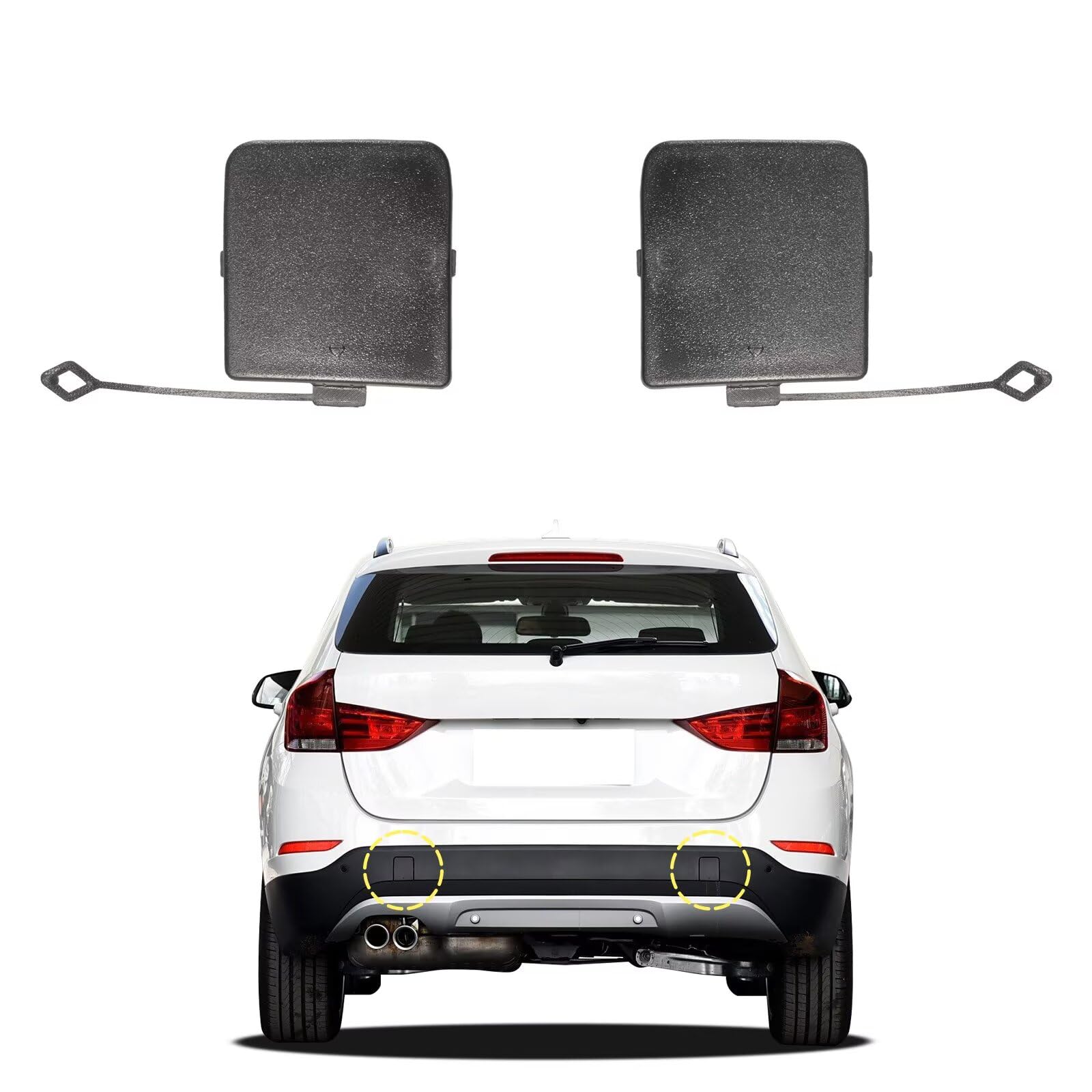 Photo 1 of Goholy Car Rear Bumper Tow Hook Cover Compatible with BMW X1 E84 2013 2014 2015 51127303815 51127303816 Small Lid Matte Black Towing Eye Cap (Left Driver Side)
