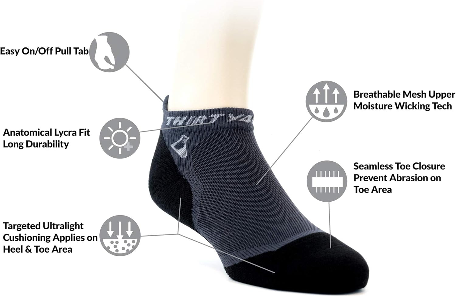 Thirty48 Ultralight Athletic Running Socks for Men and Women with Seamless Toe, Moisture Wicking, Cushion Padding : Clothing