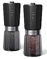 Sangcon Gravity Electric Salt and Pepper Grinder Set Rechargeable 800 mAh, 2-Speed, Reversible Rotating Pepper Mill Head, Adjustable Coarseness Automatic Salt Pepper Shakers Set, One-Handed Operation