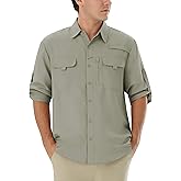 WULFUL Men's Sun Protection Fishing Shirts UPF 50+ UV Lightweight Quick Dry Cooling Button Down Shirts for Work Hiking Safari