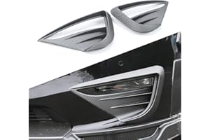 yhcdsea for 2020-2024 Tesla Model Y Front Fog Light Cover Trim Eyebrow Frame Decorative Accessories (Matt Carbon Fiber Pattern)