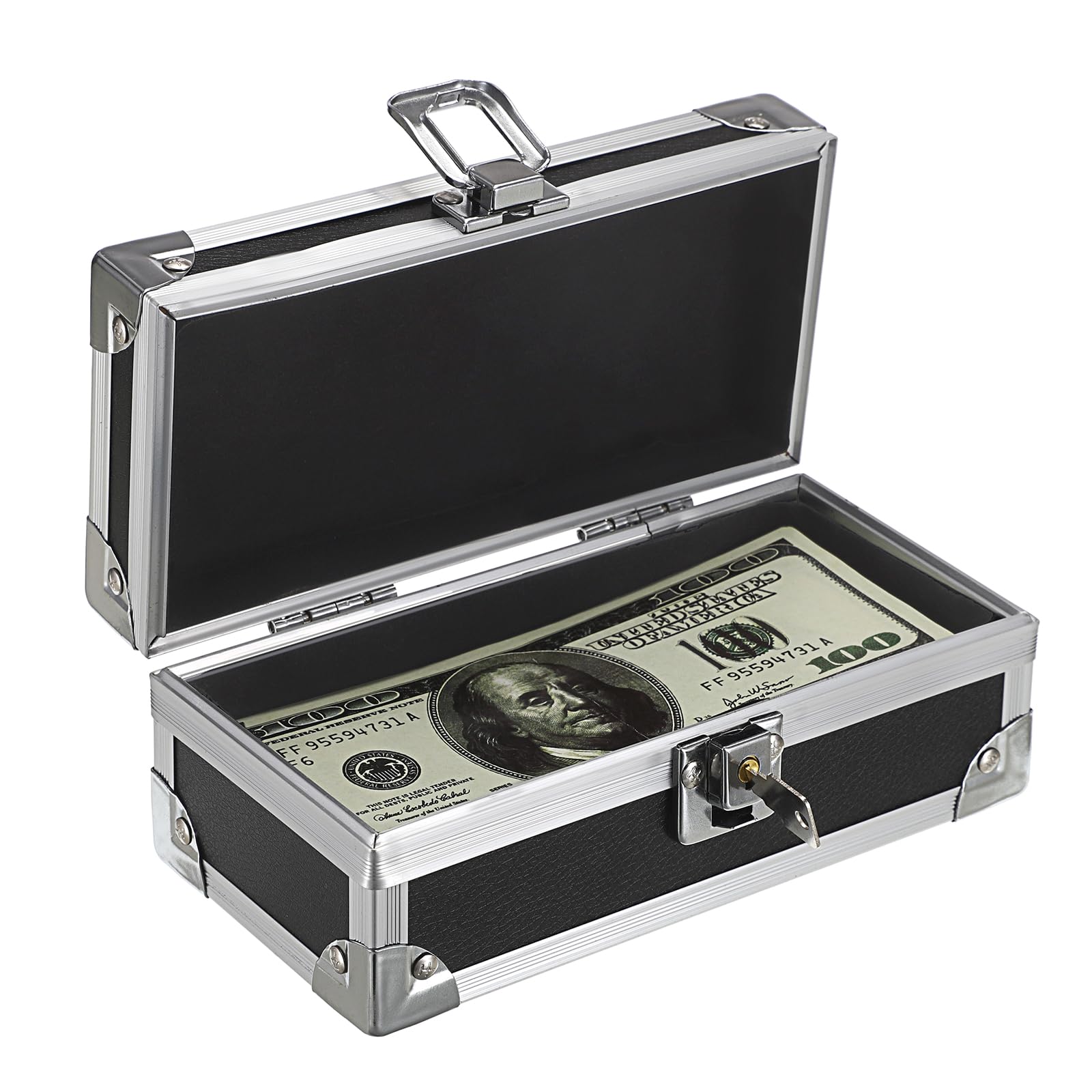 Photo 1 of Hipiwe Cash Box with Lock, Aluminium Alloy Money Box for Cash Lockable Money Storage Box Single Row Currency Tray Cash Organizer Piggy Bank for Collector