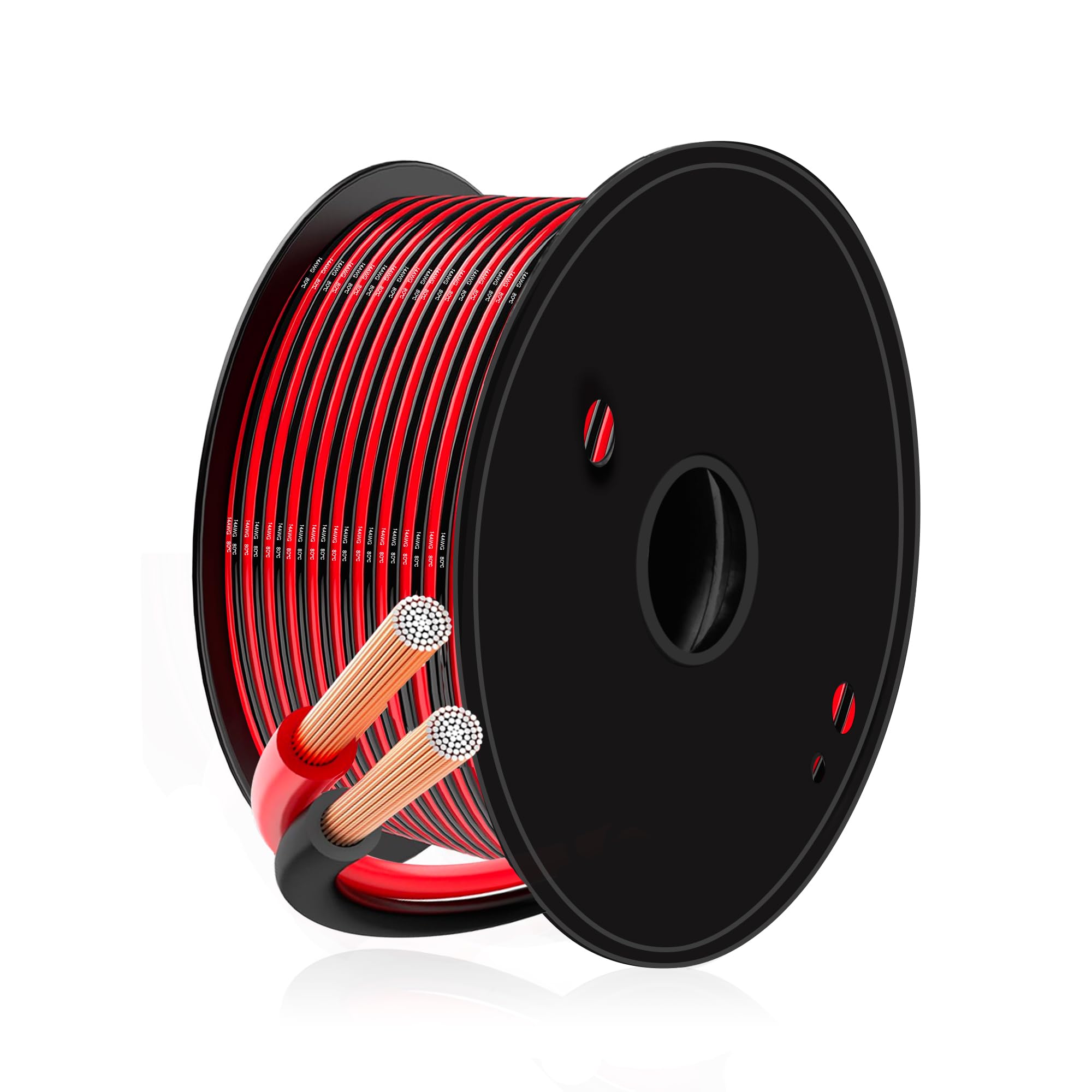 2.08mm² Electrical Wire-XINWANG 14 Gauge Copper-Clad Aluminum Wire(49.2ft Black/Red)-High Conductivity, PVC Insulated, 300V/600V, Ideal for Home, Commercial, Automotive, and DIY Projects