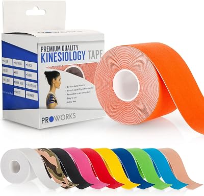Proworks Kinesiology Tape 5m Roll Orange Elastic Muscle Support for Exercise