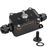 QTEATAK Inline Cord Switch, I/II ON-Off-ON 3 Position Toggle Switch | AC 15A 250V/20A 125V, Waterproof in-Line Power Switch, 6 Screw Pin Terminals, Two-Side Entry &amp; Exit Outdoor Control