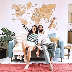 ENJOY THE WOOD 3D Wood World Map Wall Art Large