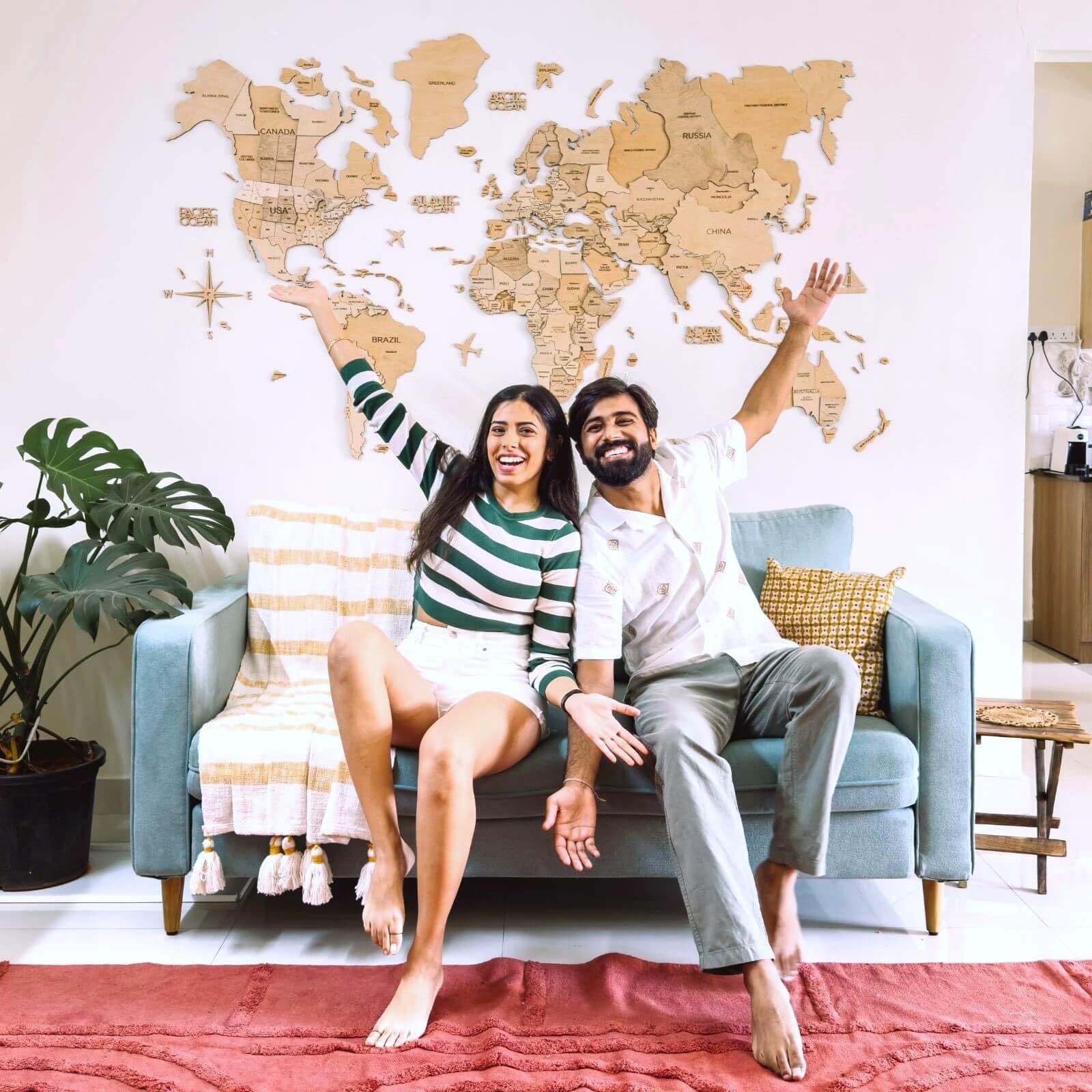 ENJOY THE WOOD 3D Wood World Map Wall Art Large