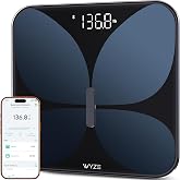 Wyze Smart Bathroom Scale, Bluetooth, 400 lbs, Black | Premium Glass, BMI Body Fat Muscle, Bluetooth App Sync, Body Composition Analyzer