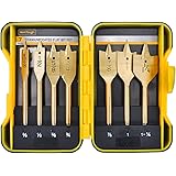 7Pcs Wood Flat Drill Bit Set Spade Drill Bit Set Spade Wood Drill Titanium Plated in Hard Plastic Case