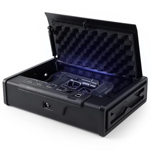 Biometric Gun Safes, Quick Access Gun Lock Box with Fingerprint ...