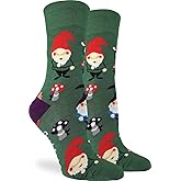 "Lawn Gnomes" Cotton Crew Socks by Good Luck Sock