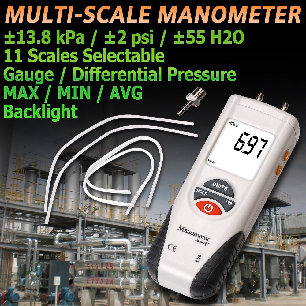 Manometer, RISEPRO Digital Air Pressure Meter and Differential Pressure