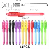 iZoeL 14 Invisible Ink UV Pens Set 7 Colours Secret Messages Kids Gift view 2