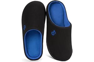 VeraCosy Men's Two-Tone Memory Foam House Slippers Indoor Outdoor Durable Rubber Sole