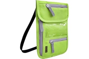 JONYEE Travel Neck Wallet, RFID Blocking Passport Holder with Adjustable Neck Strap for Men and Women to Keep Cash, Credit Cards and Travel Documents Safe - Green