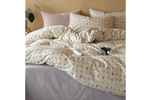 MKXI Lavender Girls Bedding Twin Size Botanical Duvet Cover Set Cute Floral Girl Duvet Cover Purple Flowers Comforter Cover 100% Cotton