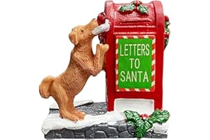 NINIPAPA Christmas Village Accessories Santa's Mailbox Villages Sets for Christmas Decoration Cute Doggy Letter to Santa Resin Christmas Ornaments