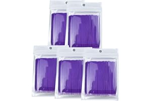 SENLIN DENTAL 500PCS Micro Cotton Swabs, Disposable Micro Brushes Lip Applicators for Makeup and Personal Care Cosmetic Brush, Micro Swabs for Eyeliner, Eyelash Extensions, Nails (Purple)
