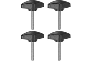 HARFINGTON 4pcs Tee Wing Knobs Thumb Screws M5 x 35mm Standard Male Thread Plastic T Knobs Handles Hand Clamping Knobs Grip Thumbscrew, Black
