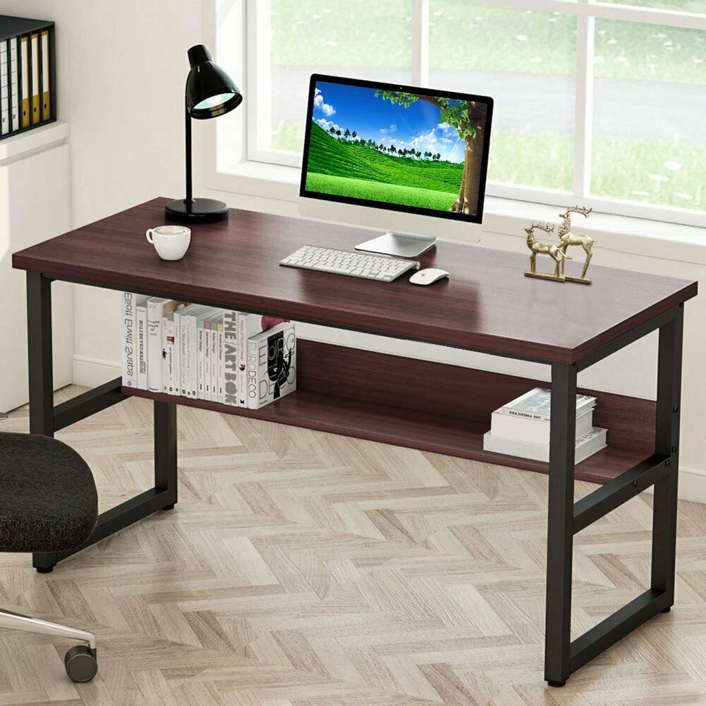 Buy ShanS Computer Desk with Bookshelf, Large Desk Workstation PC
