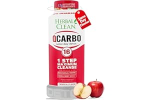 Herbal Clean Qcarbo16 Same-Day Detox Cleanse Drink (16 fl oz) - Tropical Flavor Full Body Cleanse* Detox Drink for Moderate Toxin Level*, Vitamin B2 and Vitamin B12 for Men & Women