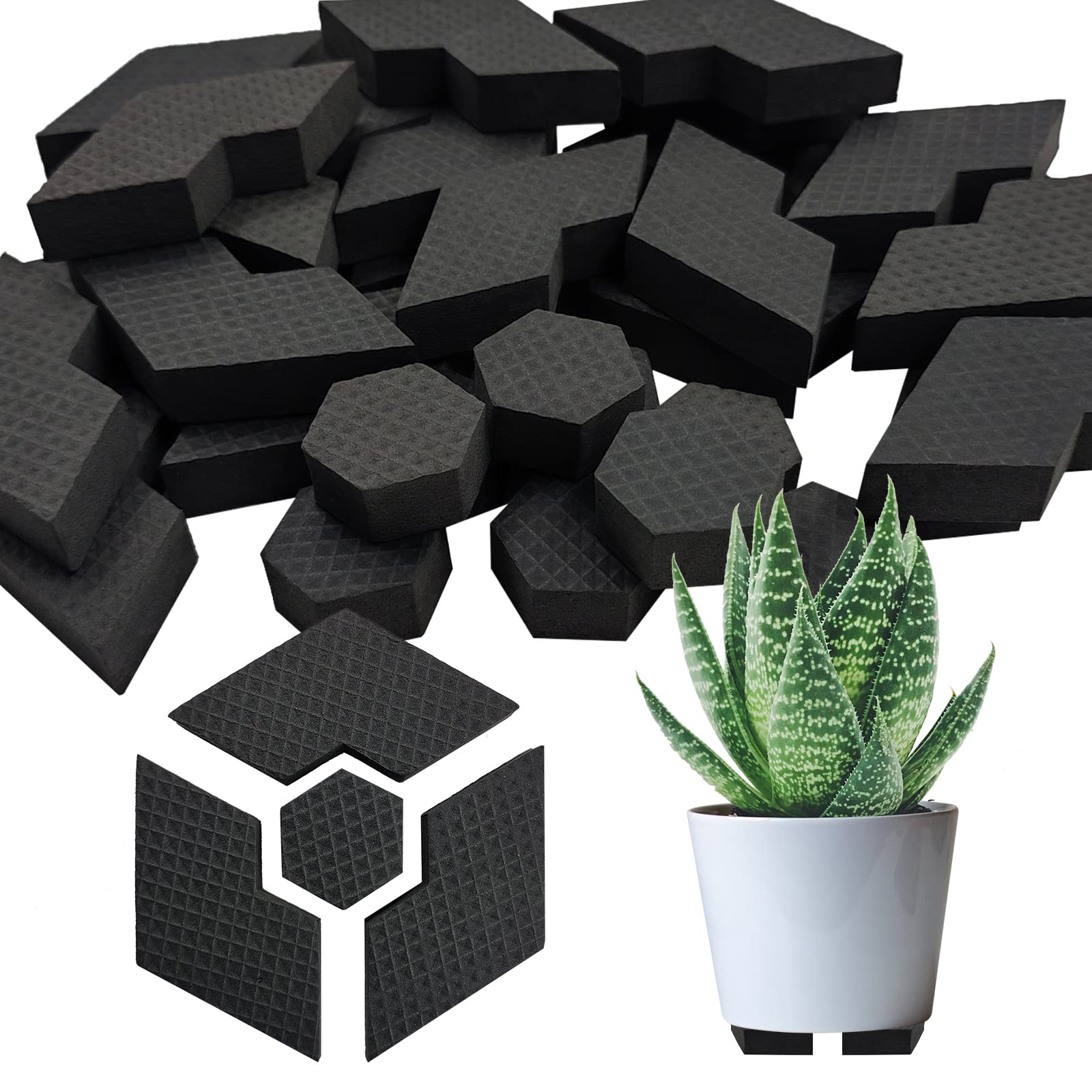 SNAILGARDEN 40pc Invisible Pot Feet, Composable Hexagon Flower Pot Risers for Multi-Style Pots, Non-Slip Gardening Pot Feet Pads for Indoor Outdoor Planters