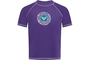 Kanu Surf Girls' Jade Rash Guard UPF 50+ Sun Protection Short Sleeve Swim Shirt