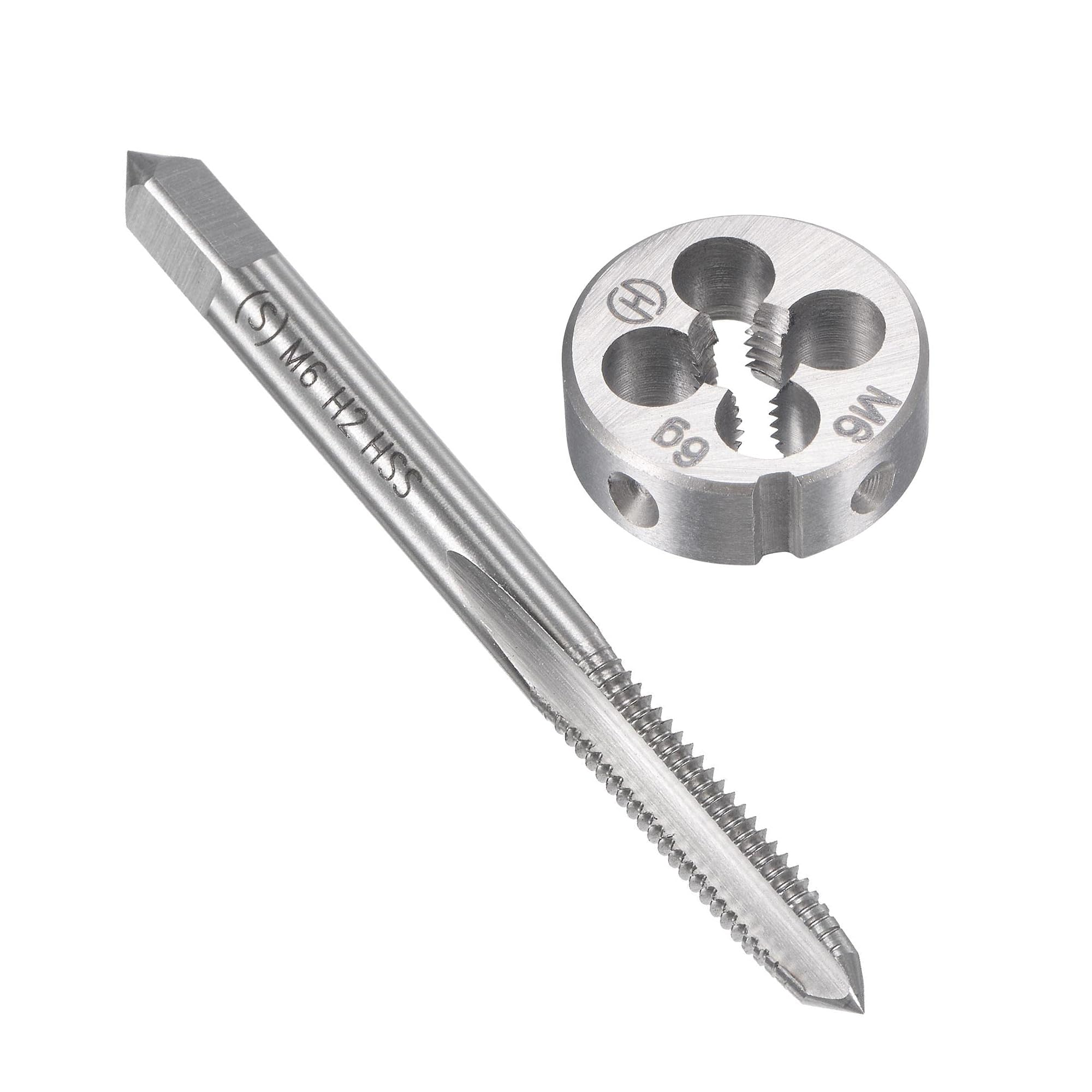 MACHSWON M6 x 1mm Metric Tap and Die Set - Machine Thread Screw Tap with Round Threading Die Kit for Thread Repair