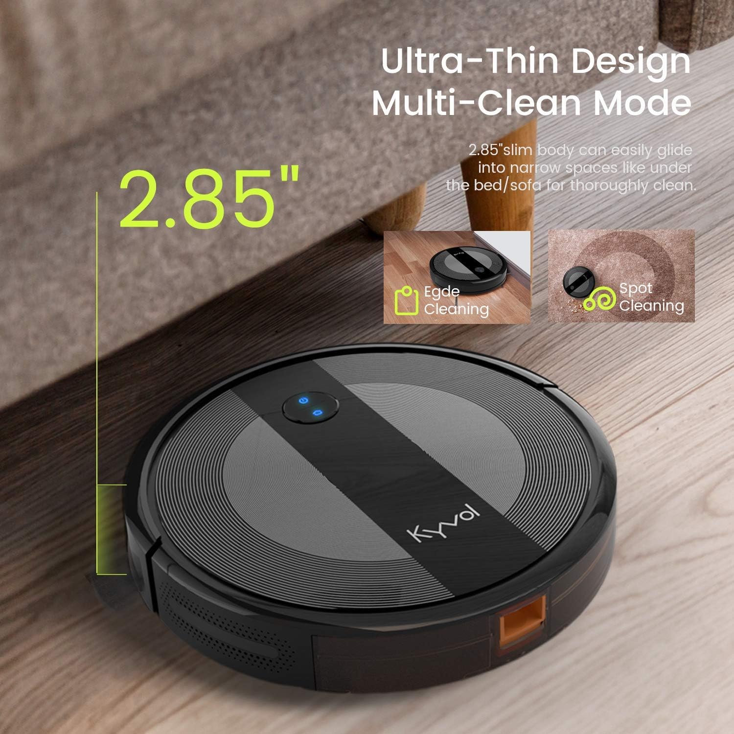 Kyvol Cybovac E20 Robot Vacuum Cleaner, 2000Pa Suction, 150 min Runtime, Boundary Strips Included, Quiet, Super-Thin, Self-Charging, Works with Alexa, Ideal for Pet Hair, Carpets, Hard Floors: Home & Kitchen