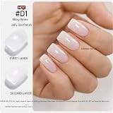 Kanorine Milky White Jelly Gel Nail Polish 10ml Soak-Off UV/LED Nude view 3
