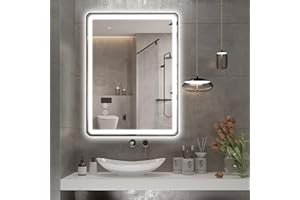 Niccy LED Bathroom Mirror, 30"x22" Rectangle Wall Mounted Vanity Mirrors with Metal Frame, Anti Fog Dimmable Smart Mirror for Bathroom/Bedroom/Livingroom/Entryway(Horizontal or Vertical),Black