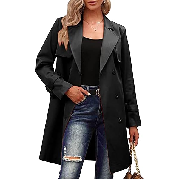 Amazon.com: Women's Trench Coat Long Double-Breasted Winter Jacket
