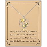 BNQL Honeycomb Bee Necklace - Honeycomb Gifts for Beekeepers & Bee Lovers - Adults, Unisex - Stainless Steel Pendant Necklace