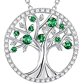 Re Besta Sterling Silver Tree of Life Necklace for Women Birthday Gift for Wife Mom August September Birthstones Jewelry Peridot Sapphire and More stones Necklace for Her