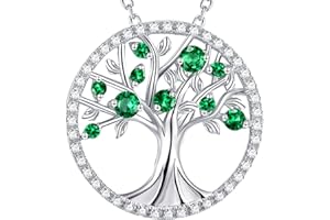 ELDA & CO. Mothers Day Jewelry Birthday Gifts for Wife Mom May June July Birthstones Necklace Tree of Life Jewelry Emerald Pearl Ruby and More Stones Jewelry for Women 925 Sterling Silver